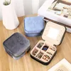 Organisateur de pochettes à bijoux avec miroir, boîte de rangement compacte et Portable, doublure en flanelle pour boucles d'oreilles