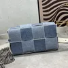 Mini tkana kwadratowa torba crossbody torebki torebki torebka dżinsowa niebieska patchwork szydełka pusta plakienia Portangle Portfel