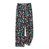 Calças femininas Salão de Natal Colorful Luz/boneco de neve estampa solta confortável casual pijama de pelúcia calças de dormir