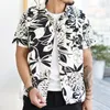 Mäns casual skjortor Saucezhan Aloha Brand Mens Vintage Printing Short Sleeve 100% Cotton Youth 230421