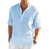 Mens Tshirts Linen Långärmning T Solid Color Loose Casual Overized T Cotton Plus Size S Men 230420