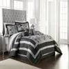 Arielle Floral Classic 7-Piece Comporter Bedding Set, Silver/Black/Grey, Bed Size California King, 100 Polyester Fill