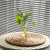 Table Mats Natual Straw Weave Rattan Round Placemats Cups Mat Dining Home Decor