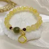 Charm armband naturlig citrin armband kvinnlig välsignelse fisktail chalcedon hetian jade retro etnisk stil handsmycken