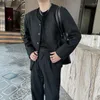 メンズジャケット秋の冬の襟なしの短い短いジャケットファッションカジュアルルーズハイストリートメンズトップオーバーコート男性服