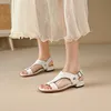 Sandalen vrouwen echt leer lage hiel Romeinse Romeinse retro flat met casual sport dames kantoorschoenen zomer 230421