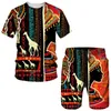 Tracksuits voor heren zomer 3D African Print T-shirt/shorts/pakken mode etnische stijl paar outfits hiphop streetwear mannen/vrouwen tracksuit set 230421