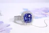 Pierścienie klastra SFL2023 SAPPHIRE Ring Real Pure 18K Natural Raye Blue Brefers 3.11ct Diamonds Stones Kobieta