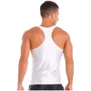 Canotte da uomo T-shirt senza maniche da uomo Sportwear Canotta lucida Tinta unita Canottiera Palestra Fitness Crop Top Music Festival Rave Party Clubwear 230421