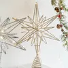 Christmas Decorations 2024 LED Sparkling Five-pointed Star Merry Tree Topper Warm Cristmas For Home Xmas Ornaments Navidad