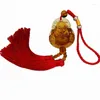 Porte-clés Naturel Jaune Quartz Sculpté Bouddha Chanceux Amulette Pendentif Voiture Guan Yin Maitreya Auto Intérieur Rétroviseur Décoration