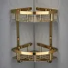 Bathroom Shelves Copper Bathroom Corner Shelf Solid Brass Shower Rack Gel Shampoo Cleanser Storage Holder Wall Mounted Nail Punched Rose Gold 230421