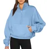 Sweat à capuche demi-fermeture éclair pour femme, sweat-shirt surdimensionné, tenues d'automne et d'hiver, avec poches Gnome, 2023