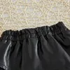 Skirts Fashion Girl PU Leather Long and Short Toddler Teenager Patchwork Tutu Black Tulle Clothes 230420