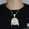 Bling Cz Letter pendant Iced Out Prong Setting Rich Forever Pendants Necklace for Men Gold Plated Hip Hop Jewelry