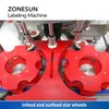 Zonesun Automatic Hot Melt Glue Labeler Fast Application Star Wheel Bopp Label Cylindrical Oblong Pump Bottle Packaging ZS-GTB12