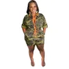 Summer Shorts Women Camouflage Jumpsuits Designer Onesies Fashion Cardigan Casual Rompers Waist Wrapped Zipper Bodysuit