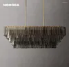 Kroonluchters sirene rookglas rechthoekige moderne led messing chroom zwarte hanger hangende lampen eetkamer boerderijlichten