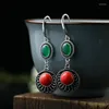 Stud Earrings Fashion Recommends Chinese Classical Cheongsam Hanfu Earring For Women Electroplating Silver Color Craft Imitation Jade