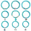 Strand Europe et États-Unis Conception de niche bohème apporter bonne chance Cordes turquoise Perles en pierre naturelle Bracelets vintage