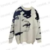 Sweaters pour hommes Y2K Pull Hommes Hip Hop Visage Pull Surdimensionné Pull 2023 Nouveau Harajuku Punk Rock Jumper Tricoté Hauts Homme Vêtements Streetwear T231121