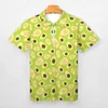 Men's Polos Green Avocado Casual T-Shirts Cute Fruit Print Polo Shirts Zipper Fashion Shirt Man Pattern Tops Large Size