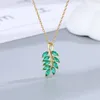 Ciondoli che vendono collana con ciondolo in argento 925 a forma di foglia verde con catena per gioielli pregiati per donna