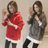 Kvinnors hoodies Kvinnors tröja överlägsen kvalitet Autumn/Winter Hooded Drawstring Solid Color Loose Fashion Ladies Tops Drop ZBBA49