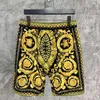 Men's Shorts Black Gold Streetwear Men Court Baroque Print Casual Beach Holiday Short Hawaiian Bermudas Masculino