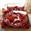 Conjuntos de cama Navidad Christmas Elk Set Duveta Capa Fronha Ano Consolador Duplo Queen King Size Quilt Home Decor L231120