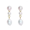 Boucles d'oreilles pendantes en argent 925, véritable perle d'eau douce, goutte pour femmes, jolis bijoux de mariage, cadeaux tendance 2023