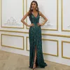 Casual Dresses Women Summer Sexy V-Neck Tank Backless Geometry Sparkly Sequins Split Sheer Luxury Maxi Evening Party Dress Green Gold Black
