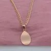 Pendanthalsband FJ Kvinnor Oval Smooth Without Stone 585 Rose Gold Color Chains