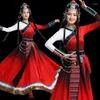 Stage Wear Costumes de danse du Tibet chinois pour les femmes Performance nationale Vêtements traditionnels Rouge