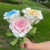 Fiori decorativi Rosa Fiore all'uncinetto Fai da te Bouquet lavorato a mano Regali artificiali finiti per gli amanti Festa della mamma Regalo dell'insegnante