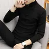 Herrtröjor Autumn Winter Pullovers Slim Fit dragkedja Mock Neck Stickover tröja män mode koreansk casual stickwear man