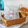 Storage Baskets 2 Pcs Hand-Woven Basket Bread Fruit For Home Kitchen Desk Candy Sundries Organizer Small & Large