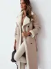 Cappotto lungo da donna in misto lana e pelliccia in pelle, cintura da donna, manica in lana d'agnello, colletto rovesciato, tasca femminile, cappotto 2023, autunno inverno, soprabito da donna 231121