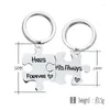 Keychains Valentine's Day Stainless Steel Couple Necklace Hers Forever His Always Puzzle Pendant Keychain