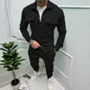 Men's Tracksuits Fashion Mens Jacket Pants Suit Suede Male Slim Fit 2 Piece Set Men Warm Leisure