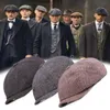 Berets Men Beret Vintage Herringbone Gatsby Tweed Peaky Blinders Hat Sboy Spring Winter Flat Peaked HatsBerets
