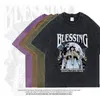 Mens TShirts Extfine Mary Blessing shrits Men Streetwear ie Dye Shirt Oversized Acid Washed Cross shirts op y2k Clothing 230420