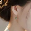 Boucles d'oreilles à tige en argent sterling 925 avec perle verte, tempérament doux, or 14 carats, boucles d'oreilles de luxe premium pour femmes, bijoux cadeaux