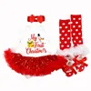 Zestawy odzieżowe Pierwsze Boże Narodzenie Urodzony Zestaw ubrania Zestaw Baby Girl Dress Bawełniana siatka Ruffle Girl Suknie 4pcs Christmas 1st Sukienka 231120