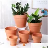 Planters & Pots Low Temperature Ceramic Flower Pots Red Y International Breathable Clay Succent Green Plant Containers Landscape Garde Otd1I