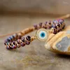 Strand Natural Emperor Stone Beaded Bracelet Handmade Purple Imperial Jasper Turkish Eye Charm Braid For Women