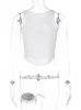 여자 Tshirt Tossy Squin Mesh Seethroug Vest 여성용 귀여운 소매 소음 자르기 반짝이 패션 캐주얼 스트리트웨어 중공 슬림 탱크 탑 230420