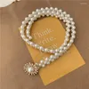 Riemen dames strass pearl taille ketting mode jurk decoratieve elastische riem meisjes zoete bloemen zegel