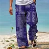 Men's Pants Men Baggy Casual Flower Print Wide Leg Trouser Summer High Street Beach Hawaiian Comfort Soft Loose Man Trousers