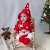 Conjuntos de roupas Bebê Menina Menino Conjuntos de Roupas de Natal Inverno Polka Dot Print Plus Velvet Romper Terno para Bebês Puro Algodão Grosso Crianças Roupas 231120